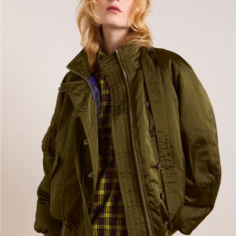 Damson Madder Joanie 12 Mint Olive Green Bomber Jacket